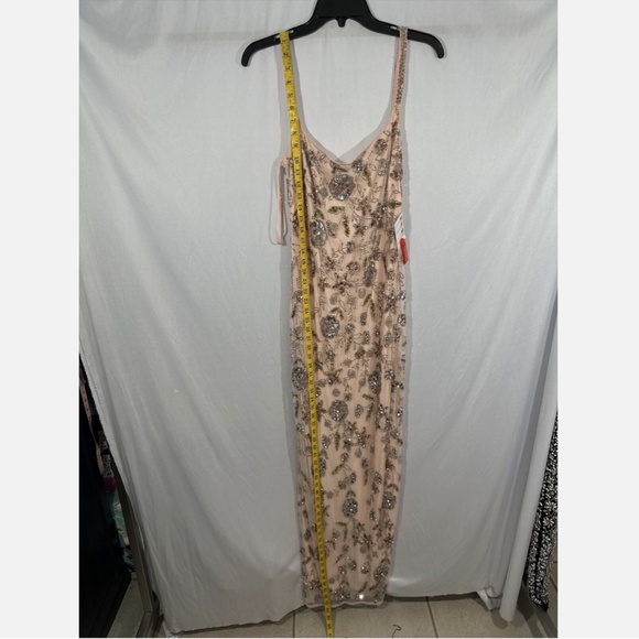 NWT $498 Mac Duggal [ 8 ] Hand Beaded Floral Spaghetti Strap Gown in‎ Rose Pink - Picture 3 of 13